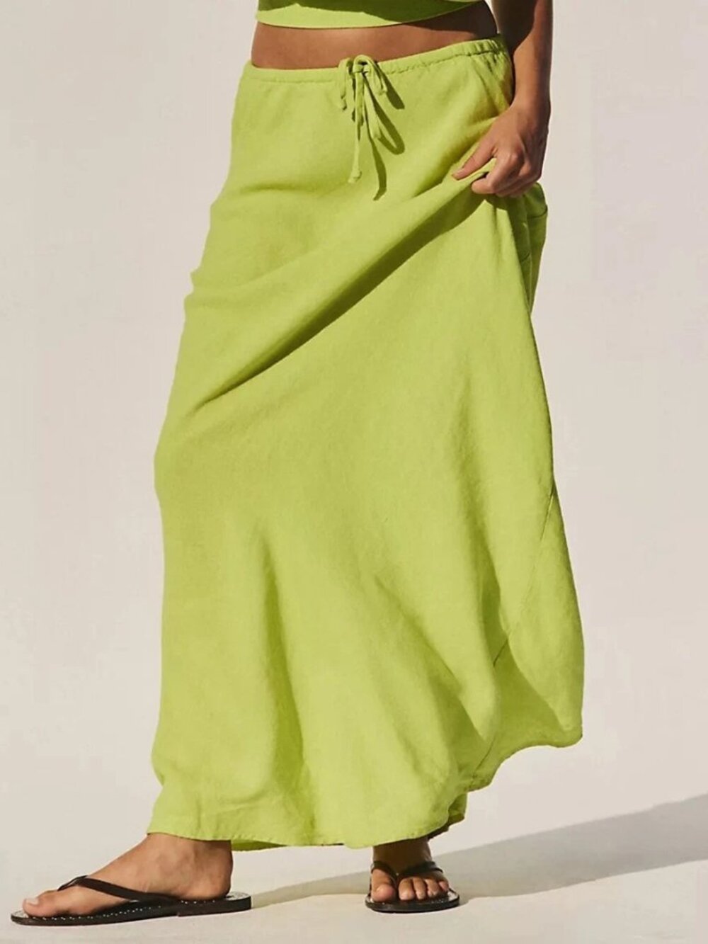 Free People Free-Est Sandshell Linen Kayla Convertible Maxi Skirt XL 290575